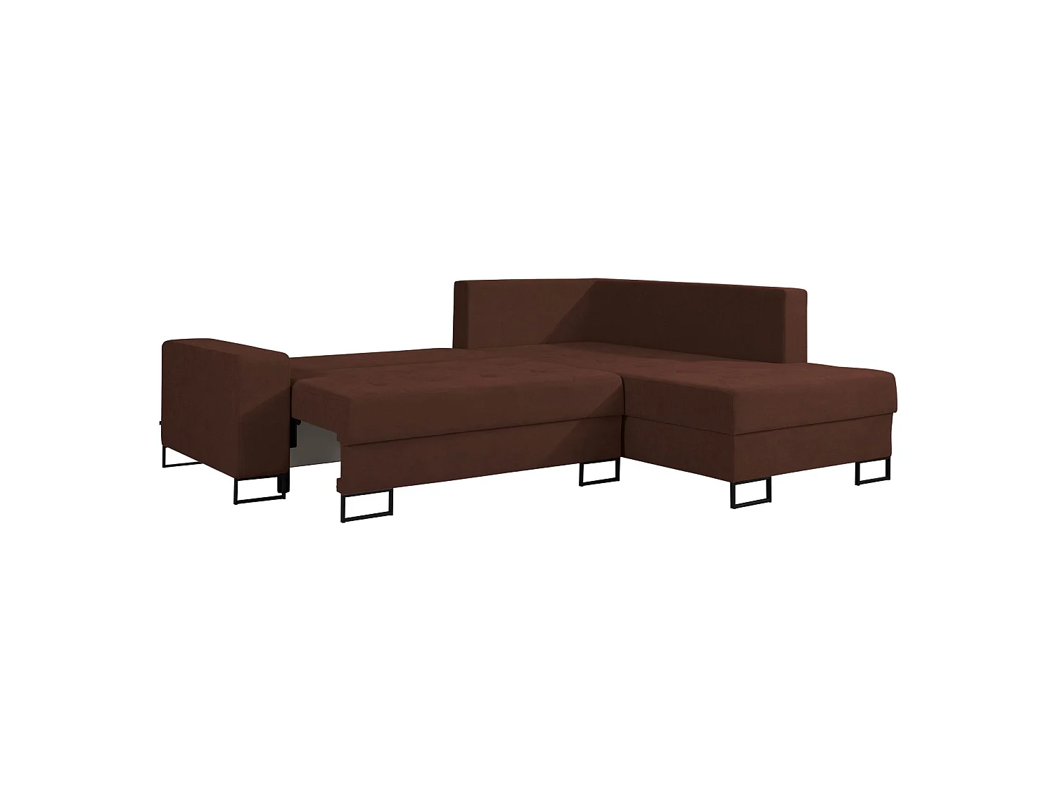Ecksofa mit Schlaffunktion & Bettkasten – Chenille – Ottomane rechts – Kupfer – LARELLE