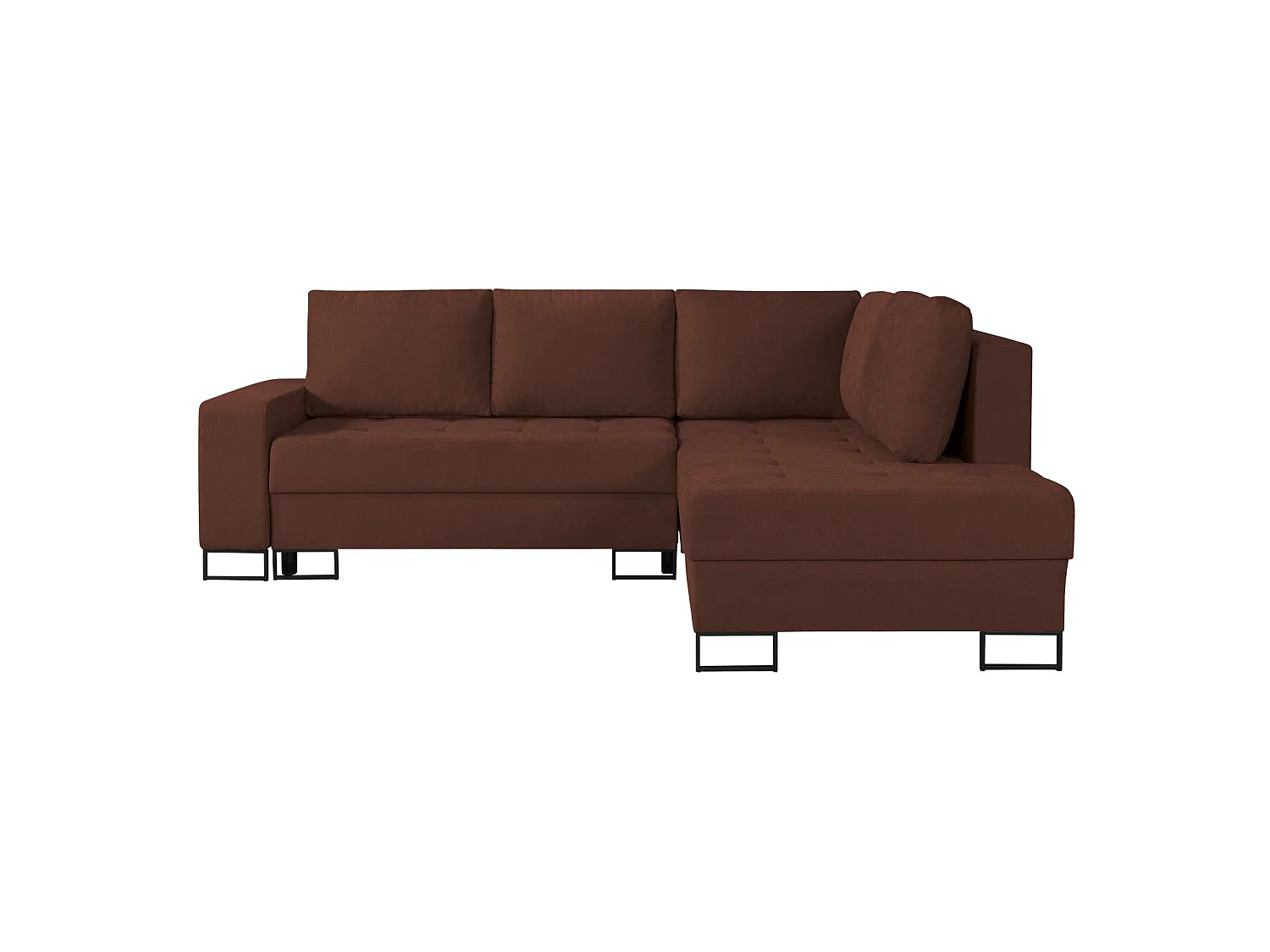 Ecksofa mit Schlaffunktion & Bettkasten – Chenille – Ottomane rechts – Kupfer – LARELLE