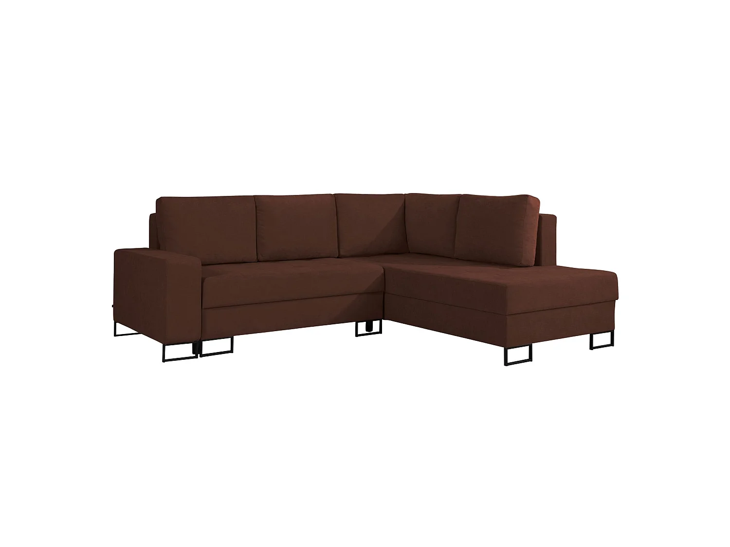 Ecksofa mit Schlaffunktion & Bettkasten – Chenille – Ottomane rechts – Kupfer – LARELLE