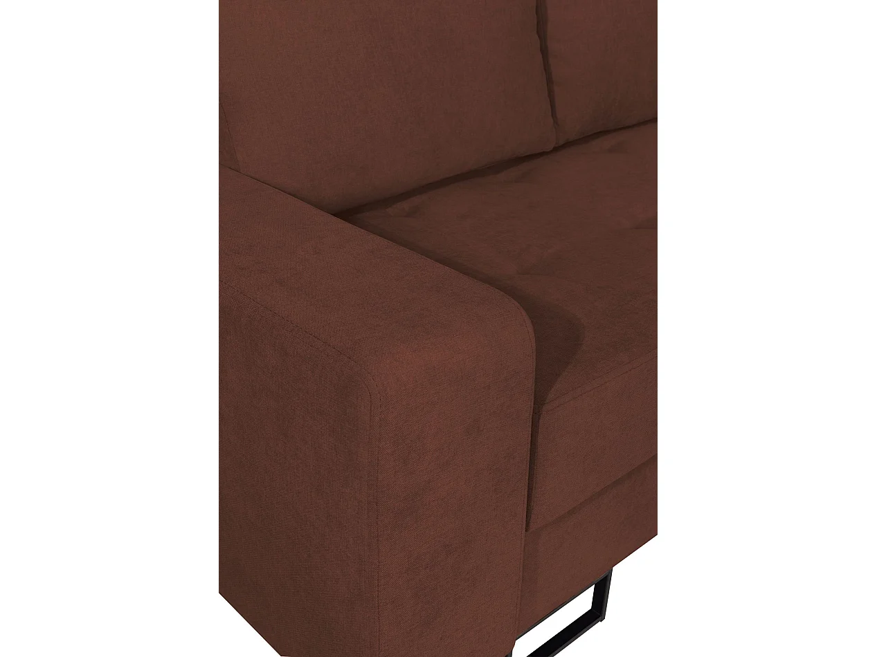 Ecksofa mit Schlaffunktion & Bettkasten – Chenille – Ottomane rechts – Kupfer – LARELLE