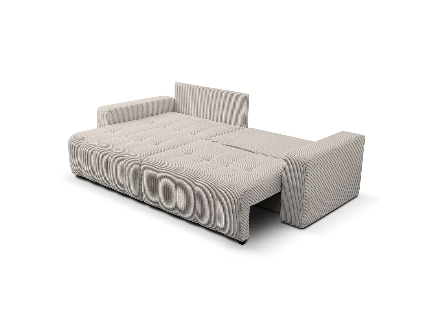 Ecksofa mit Schlaffunktion & Bettkasten – Cord – Universal – Hellbeige – MAILLO
