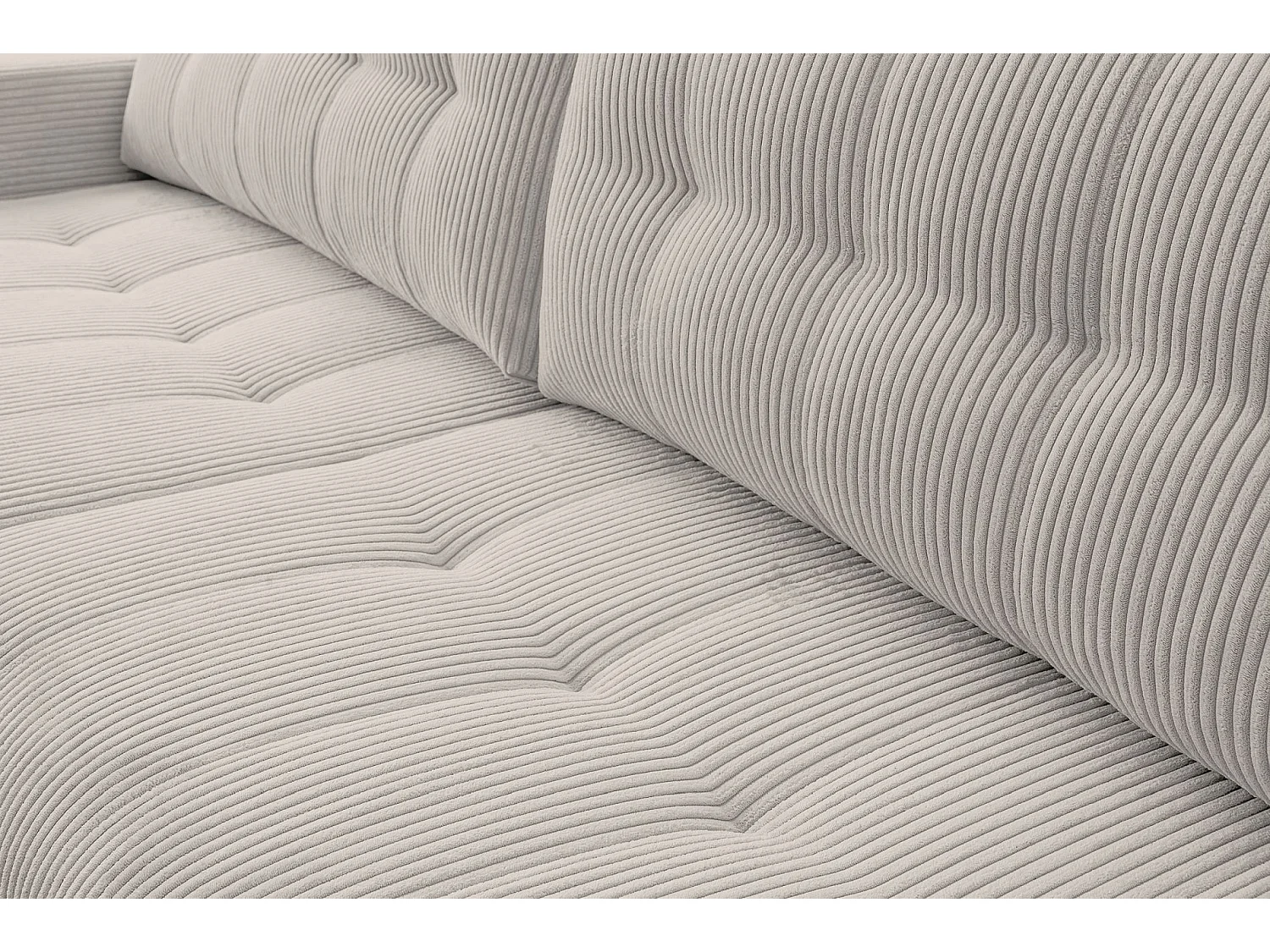 Ecksofa mit Schlaffunktion & Bettkasten – Cord – Universal – Hellbeige – MAILLO