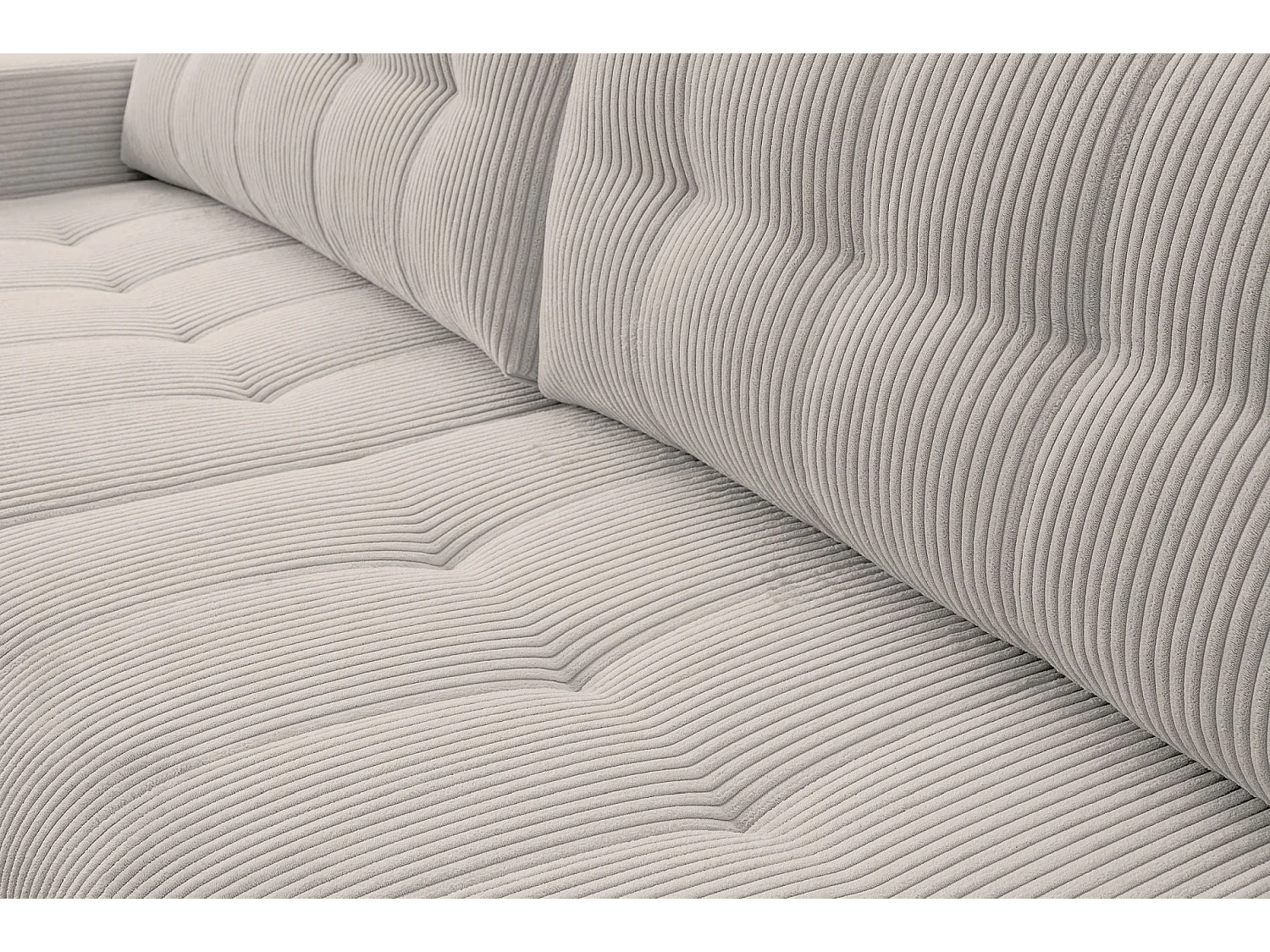 Ecksofa mit Schlaffunktion & Bettkasten – Cord – Universal – Hellbeige – MAILLO