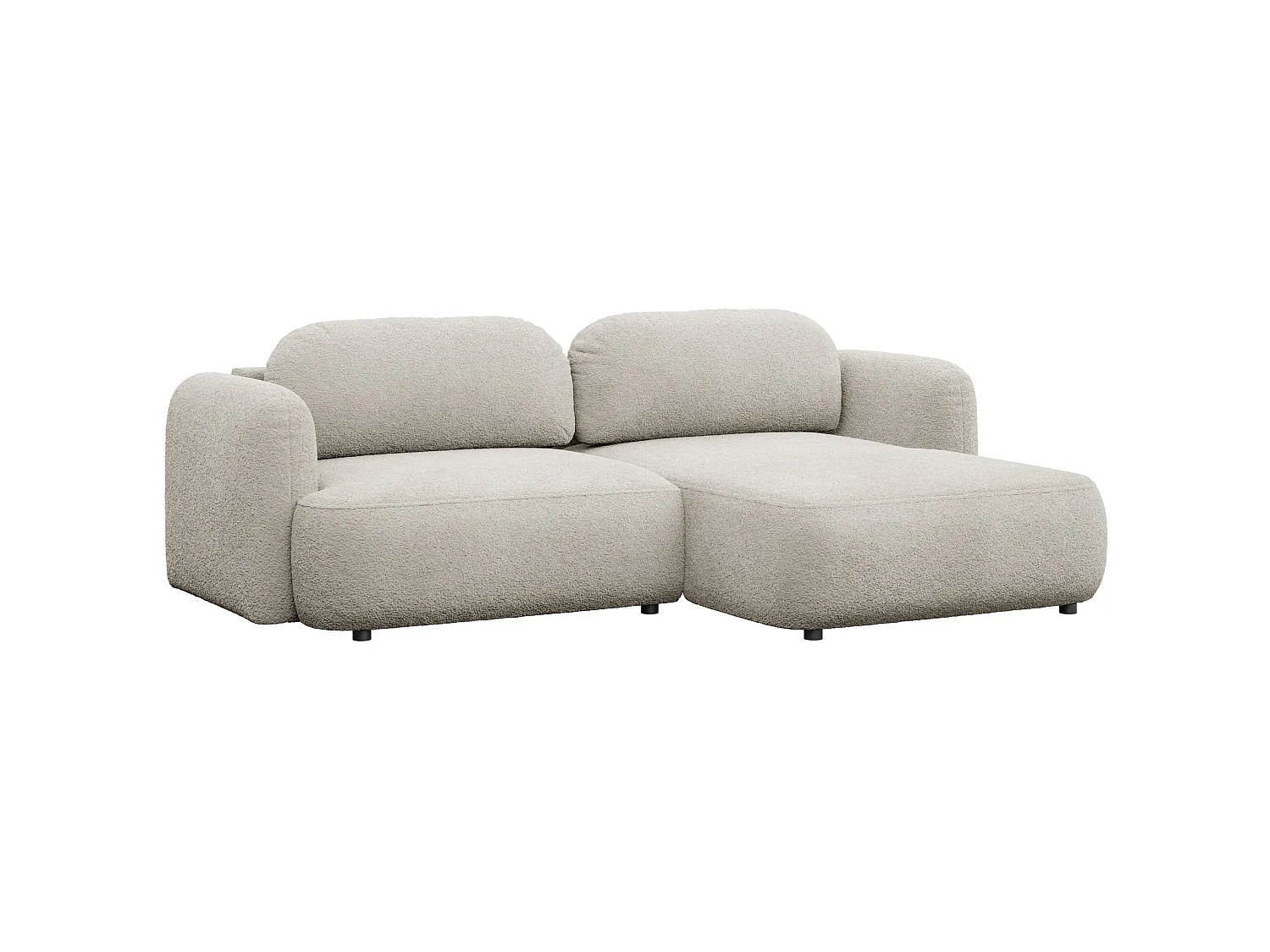 Canapé d'angle convertible – Angle à droite – boucle beige clair – TVOYA