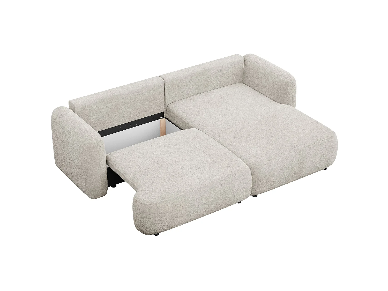 Canapé d'angle convertible – Angle à droite – boucle beige clair – TVOYA