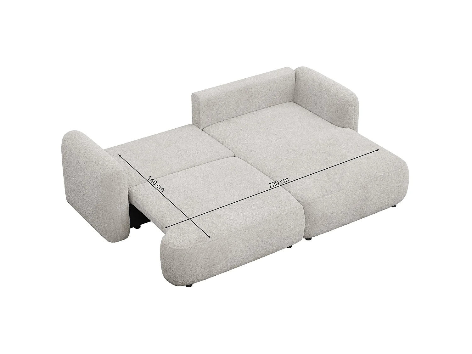 Canapé d'angle convertible – Angle à droite – boucle beige clair – TVOYA