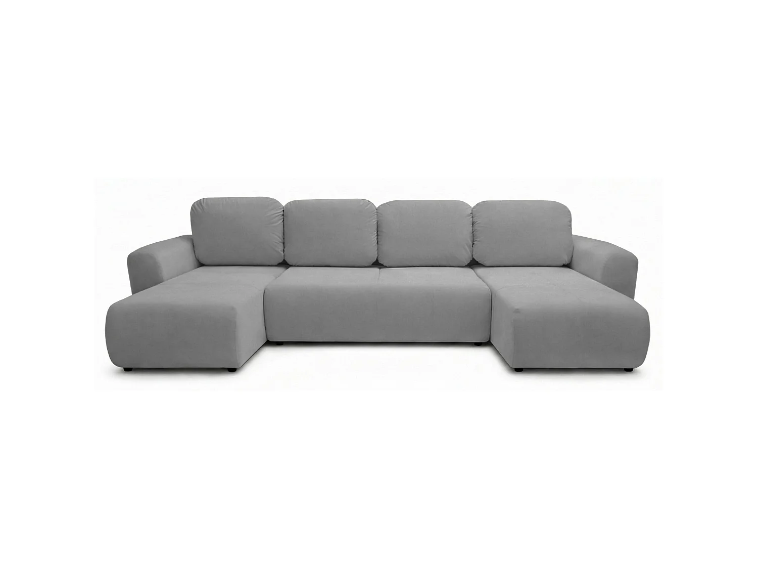 Canapé d'angle convertible – en forme de U –velours gris - OLIDO