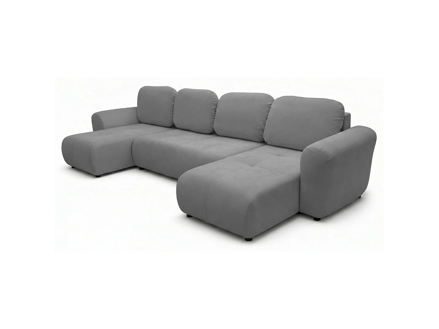 Canapé d'angle convertible – en forme de U –velours gris - OLIDO