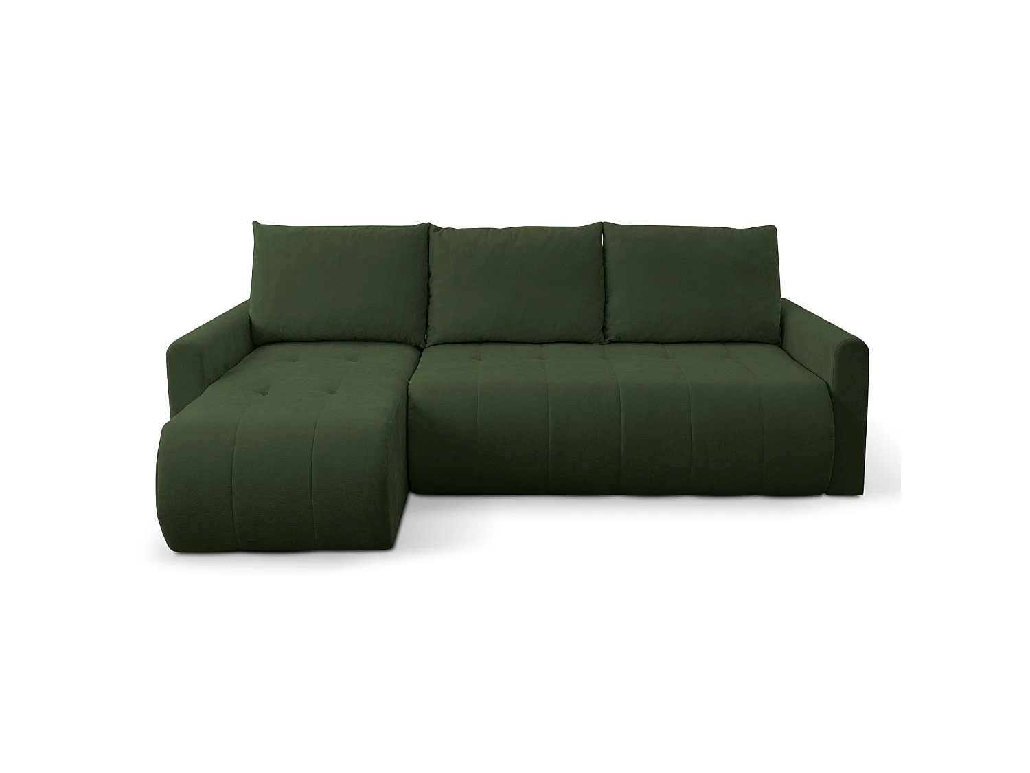 Ecksofa mit Schlaffunktion & Bettkasten – Chenille – Universal – Grün – TIMMONE
