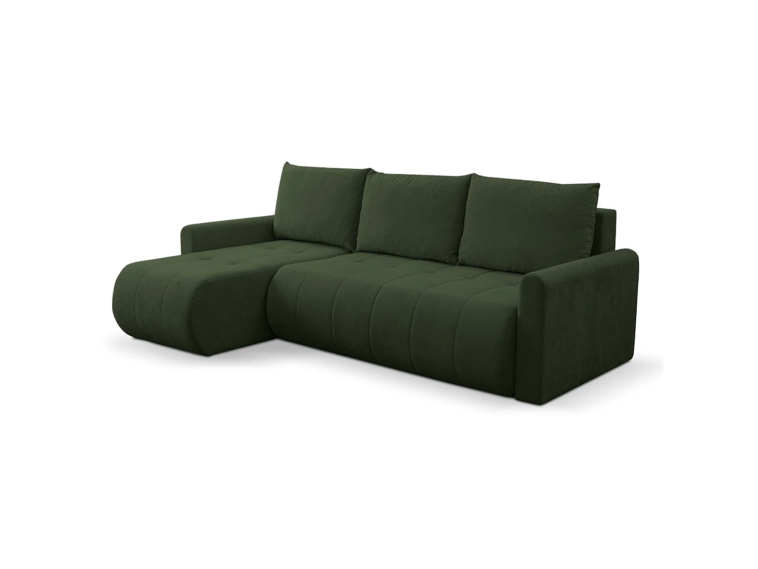 Ecksofa mit Schlaffunktion & Bettkasten – Chenille – Universal – Grün – TIMMONE