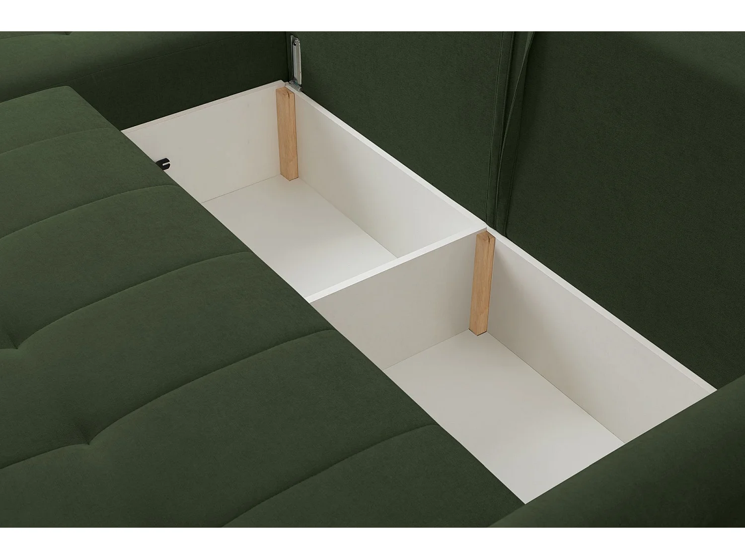 Ecksofa mit Schlaffunktion & Bettkasten – Chenille – Universal – Grün – TIMMONE
