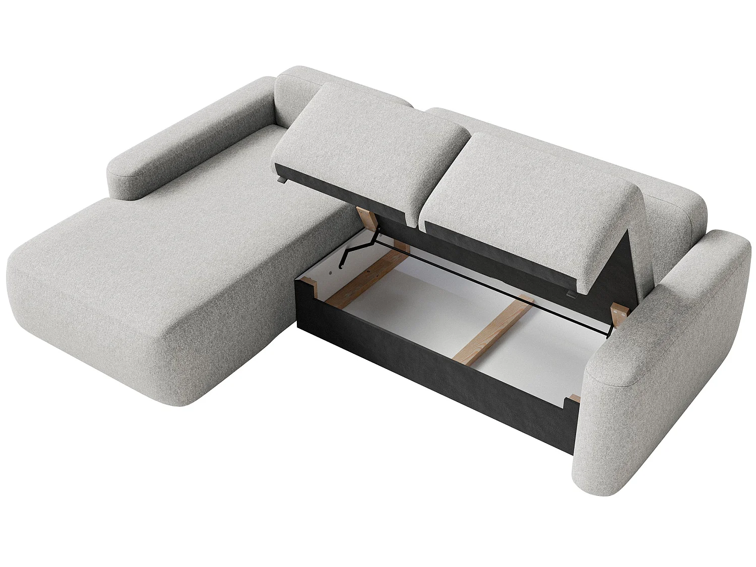 Canapé d'angle convertible – Angle à gauche – Chenille facile d'entretien – Beige gris – CARNOS MINI