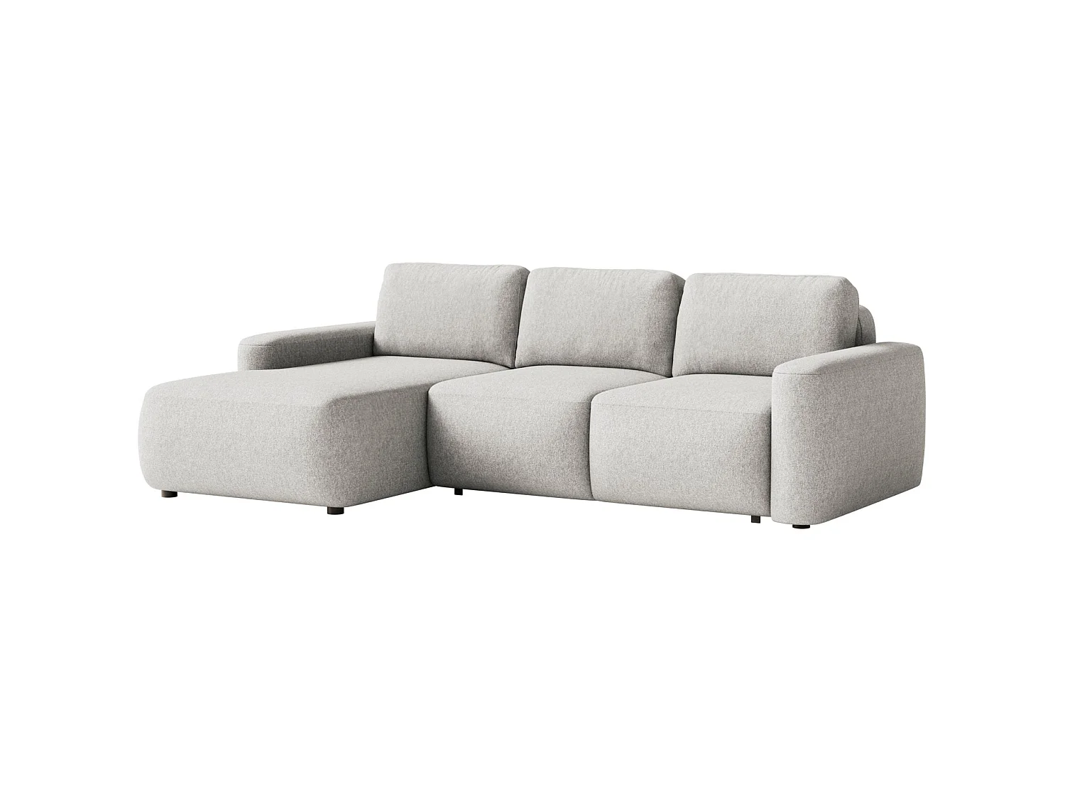 Canapé d'angle convertible – Angle à gauche – Chenille facile d'entretien – Beige gris – CARNOS MINI