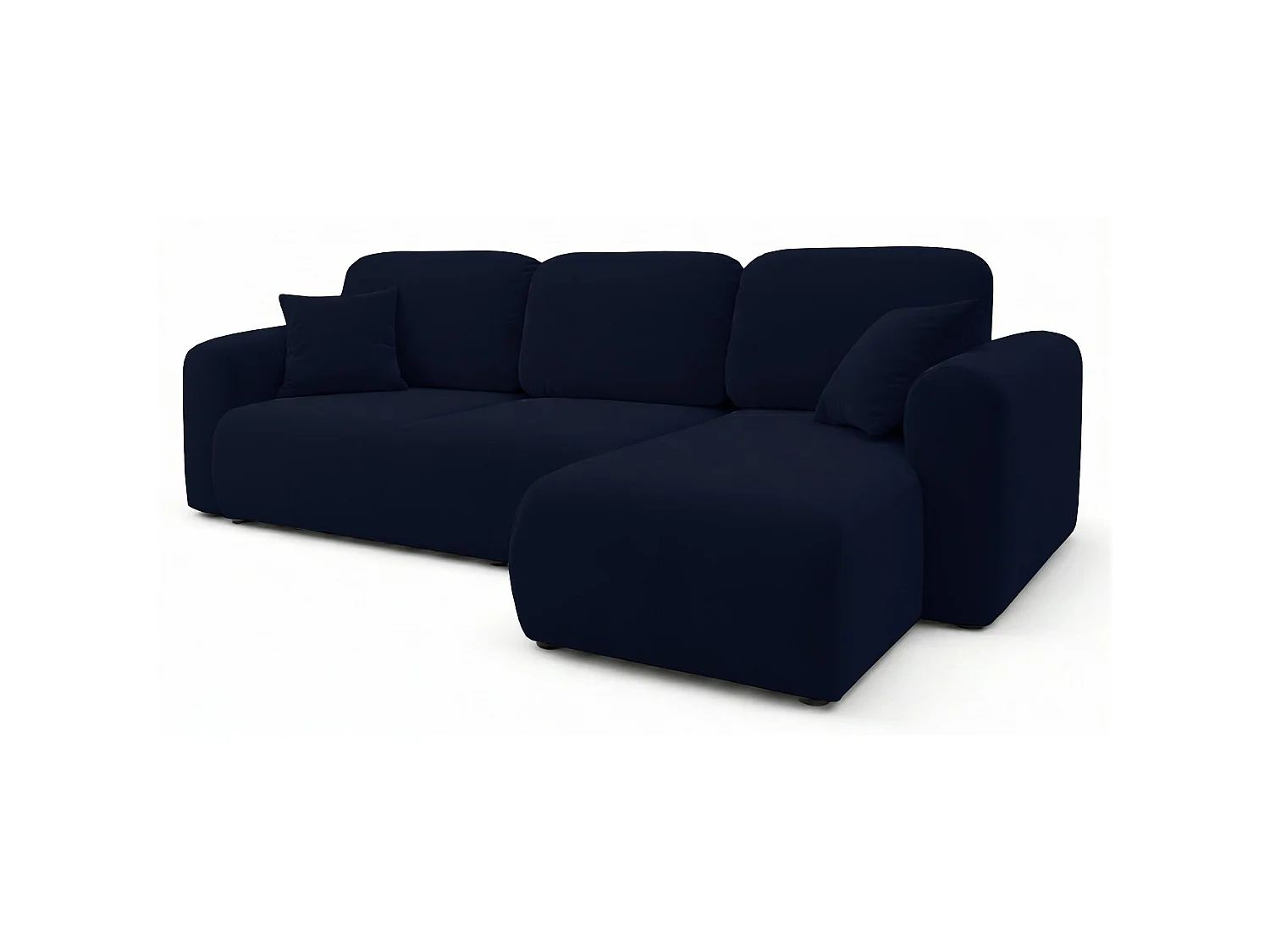 Canapé d'angle convertible – universel – velours bleu marine - OLIDO