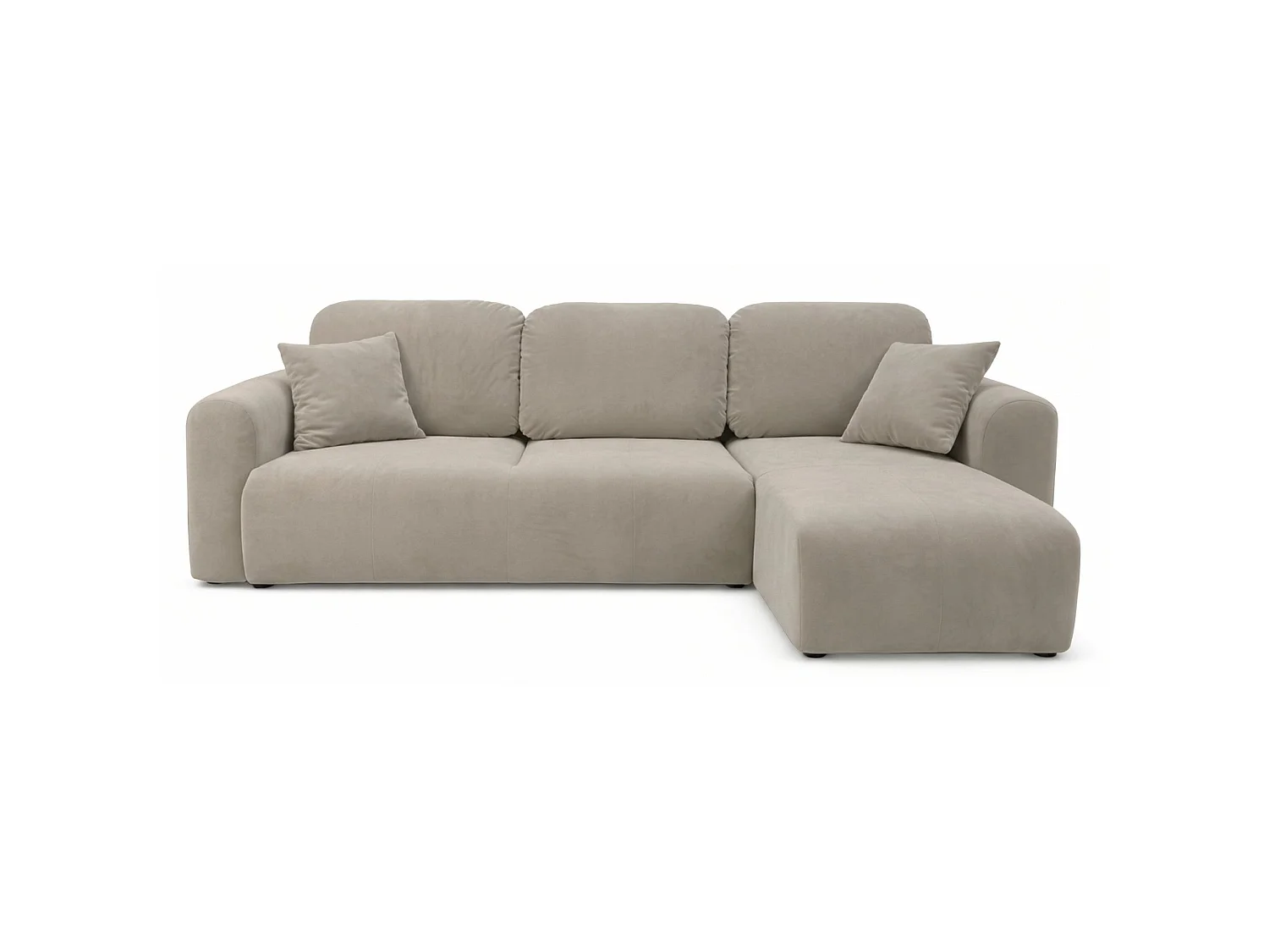 Canapé d'angle convertible – universel – velours beige - OLIDO