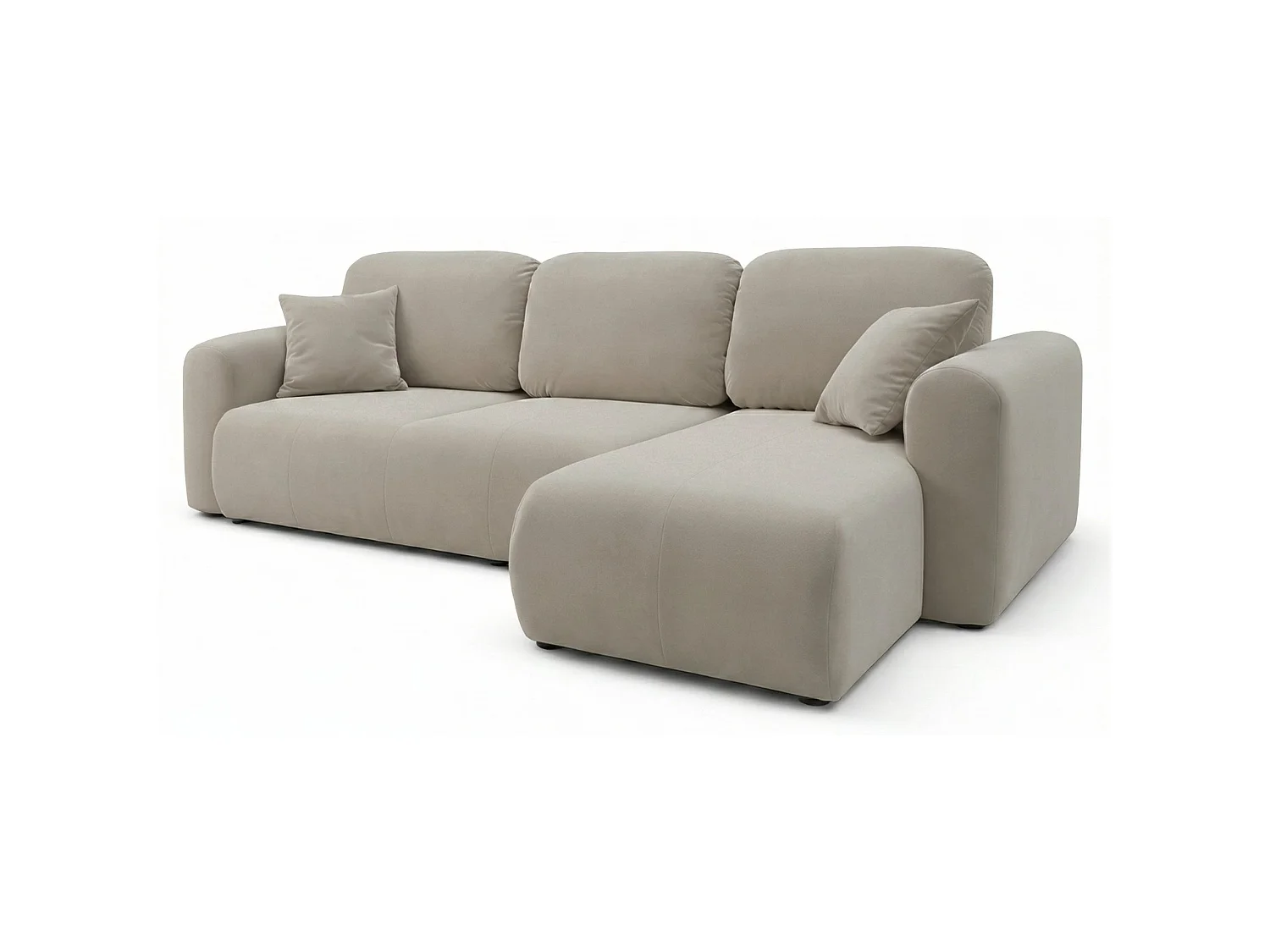Canapé d'angle convertible – universel – velours beige - OLIDO