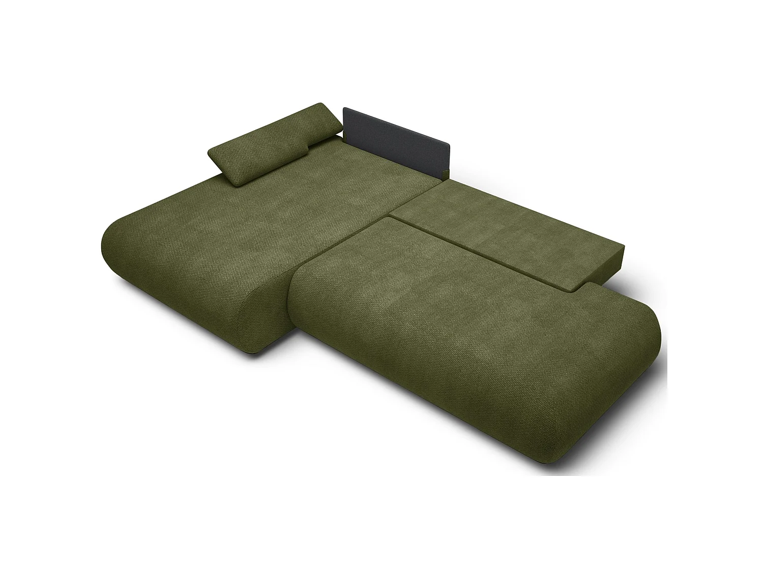 Canapé d'angle convertible – Chenille – angle à gauche – Vert olive – ARMONE