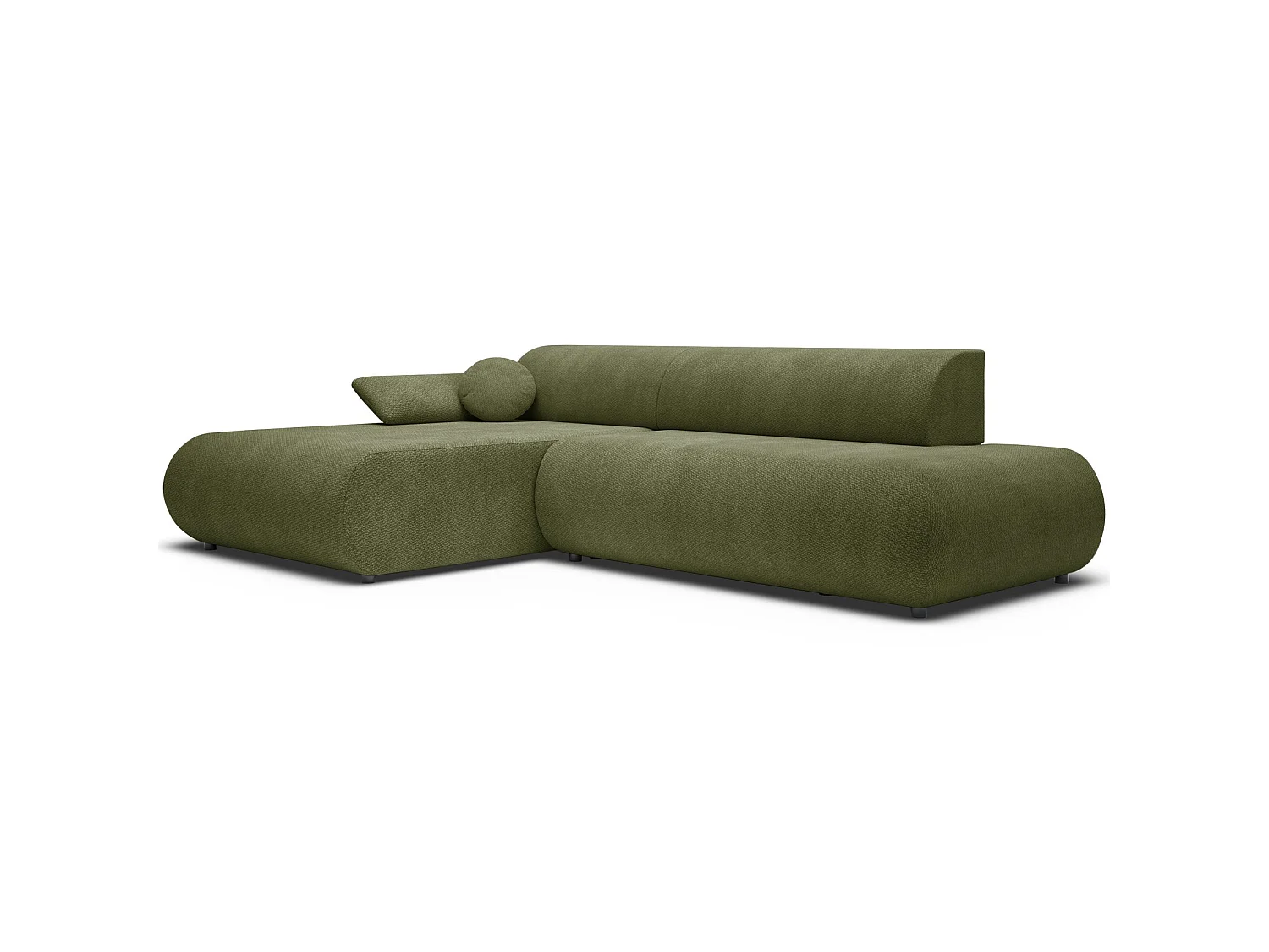 Canapé d'angle convertible – Chenille – angle à gauche – Vert olive – ARMONE