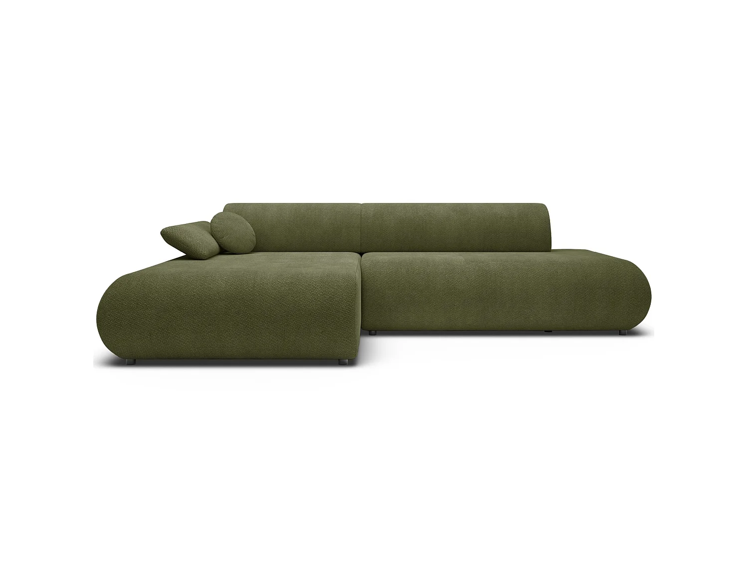 Canapé d'angle convertible – Chenille – angle à gauche – Vert olive – ARMONE