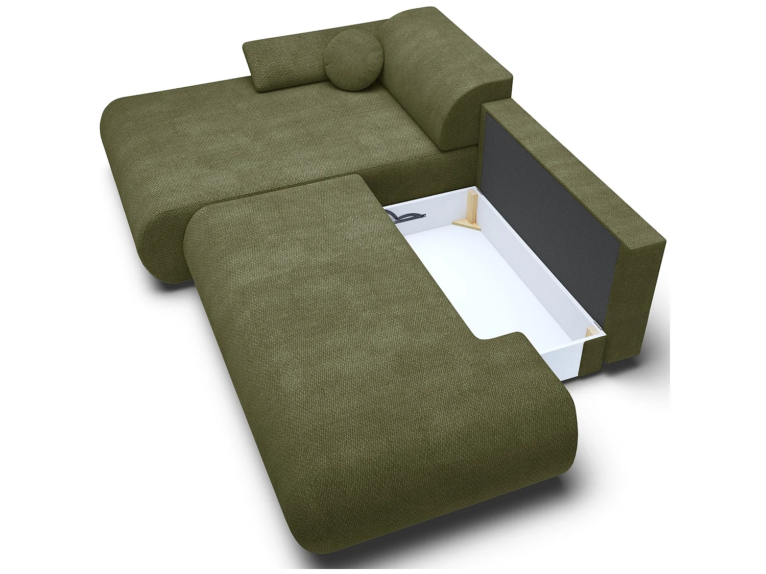 Canapé d'angle convertible – Chenille – angle à gauche – Vert olive – ARMONE
