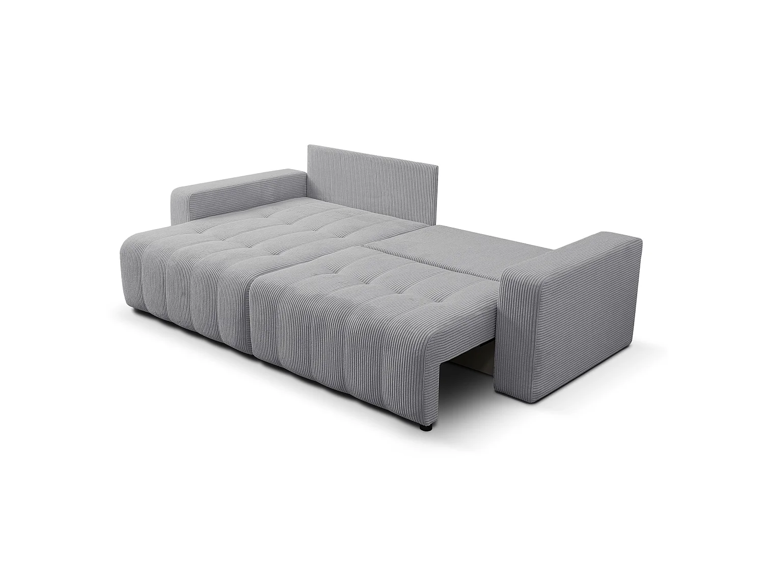 Ecksofa mit Schlaffunktion & Bettkasten – Cord – Universal – Hellgrau – MAILLO