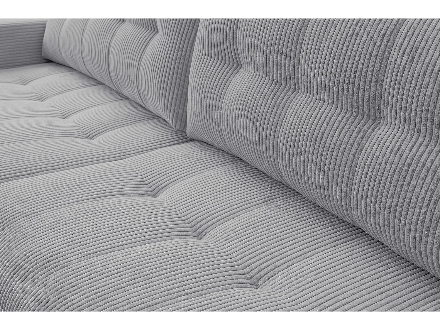 Ecksofa mit Schlaffunktion & Bettkasten – Cord – Universal – Hellgrau – MAILLO
