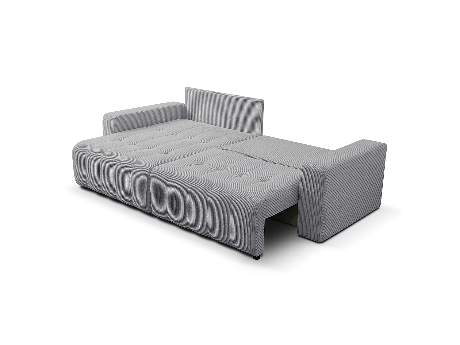Ecksofa mit Schlaffunktion & Bettkasten – Cord – Universal – Hellgrau – MAILLO