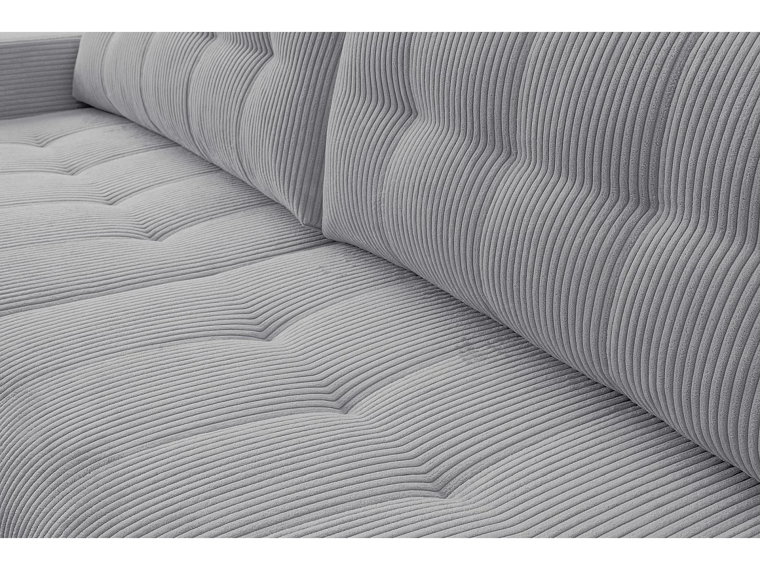 Ecksofa mit Schlaffunktion & Bettkasten – Cord – Universal – Hellgrau – MAILLO