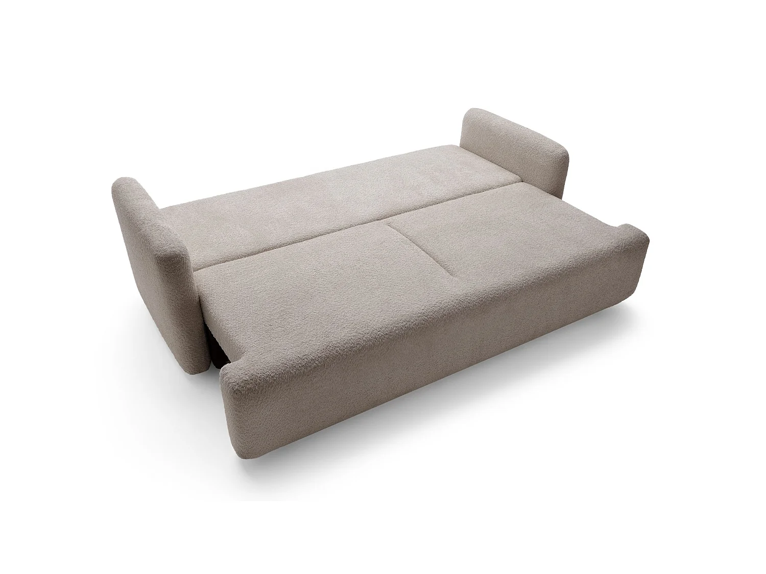 Canapé 3 places convertible avec coffre – Bouclé – Beige foncé – LAMBINA