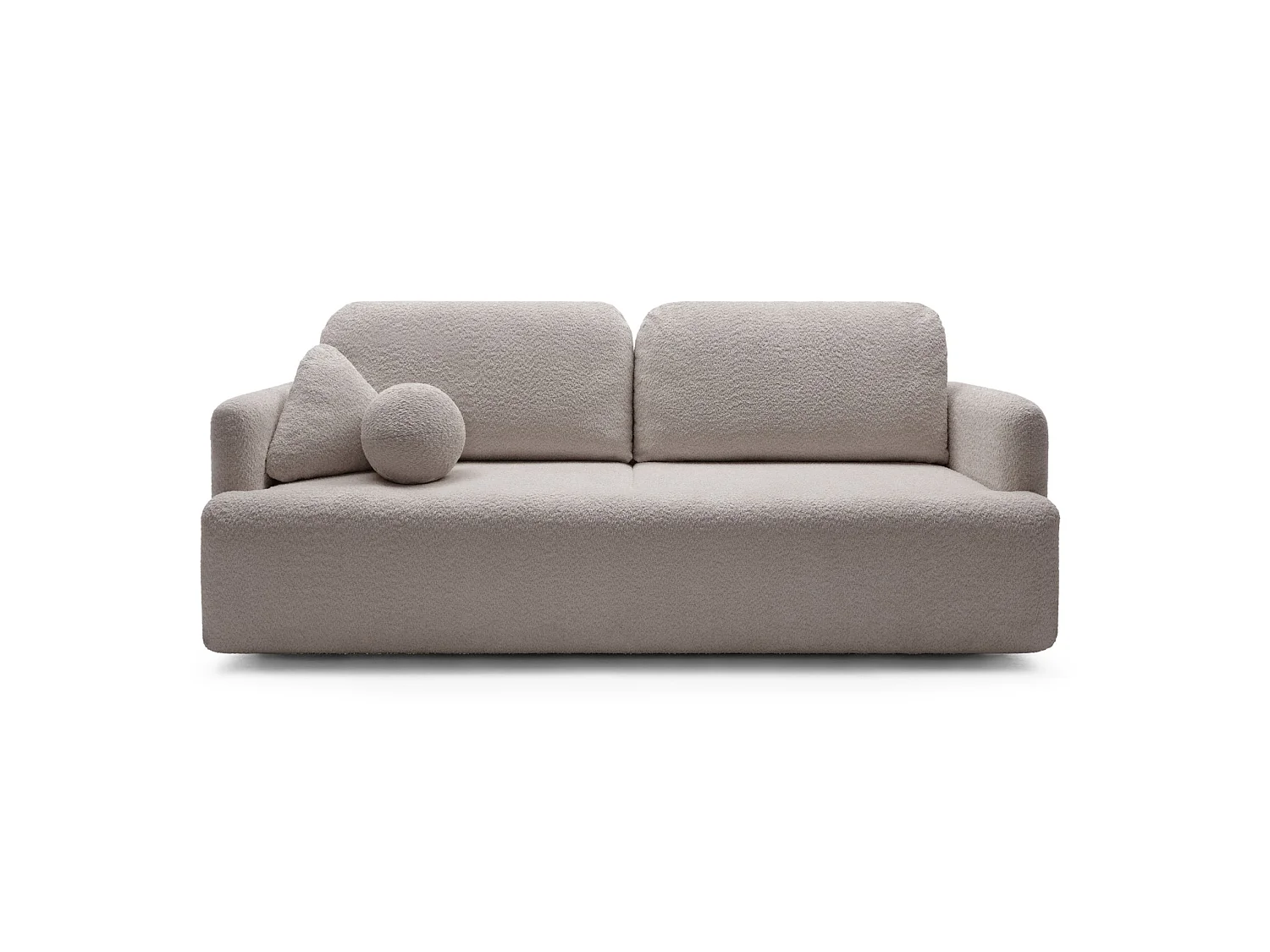 Canapé 3 places convertible avec coffre – Bouclé – Beige foncé – LAMBINA
