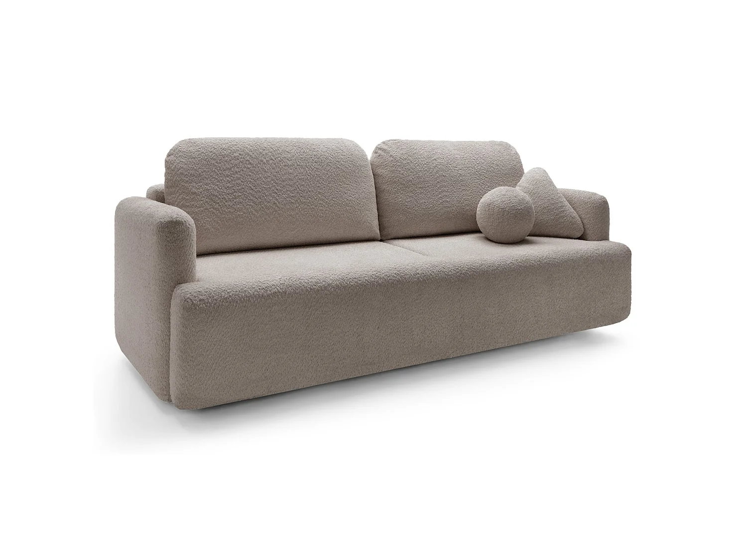 Canapé 3 places convertible avec coffre – Bouclé – Beige foncé – LAMBINA