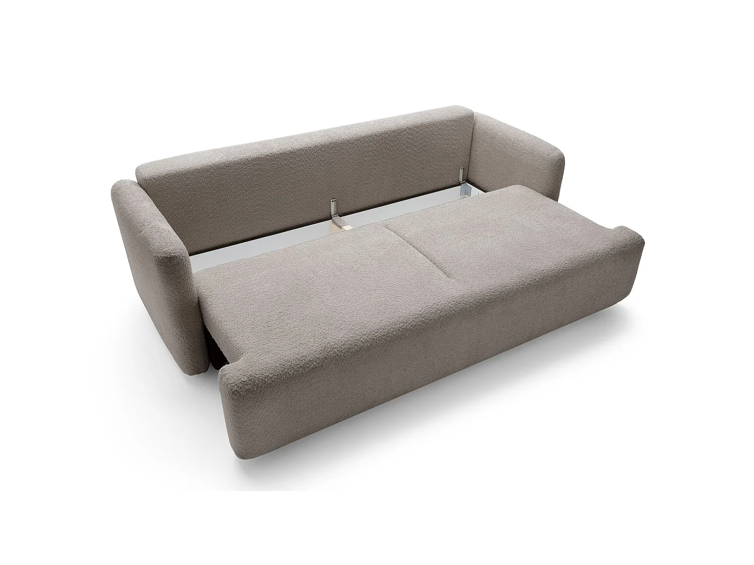 Canapé 3 places convertible avec coffre – Bouclé – Beige foncé – LAMBINA