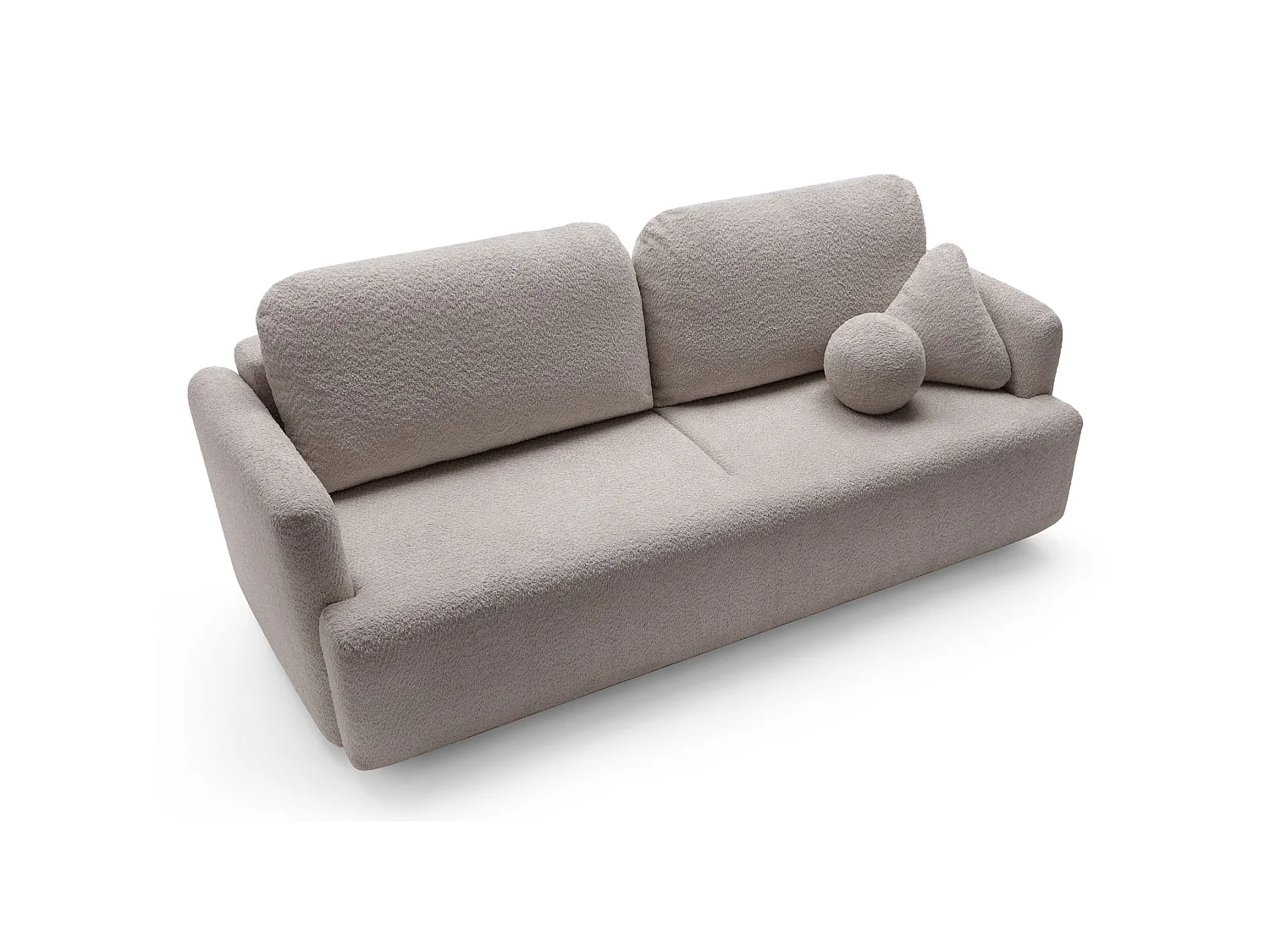 Canapé 3 places convertible avec coffre – Bouclé – Beige foncé – LAMBINA