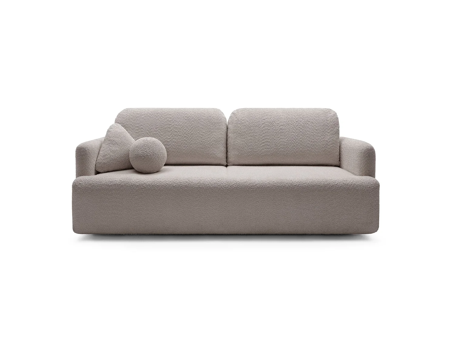 Canapé 3 places convertible avec coffre – Bouclé – Beige foncé – LAMBINA