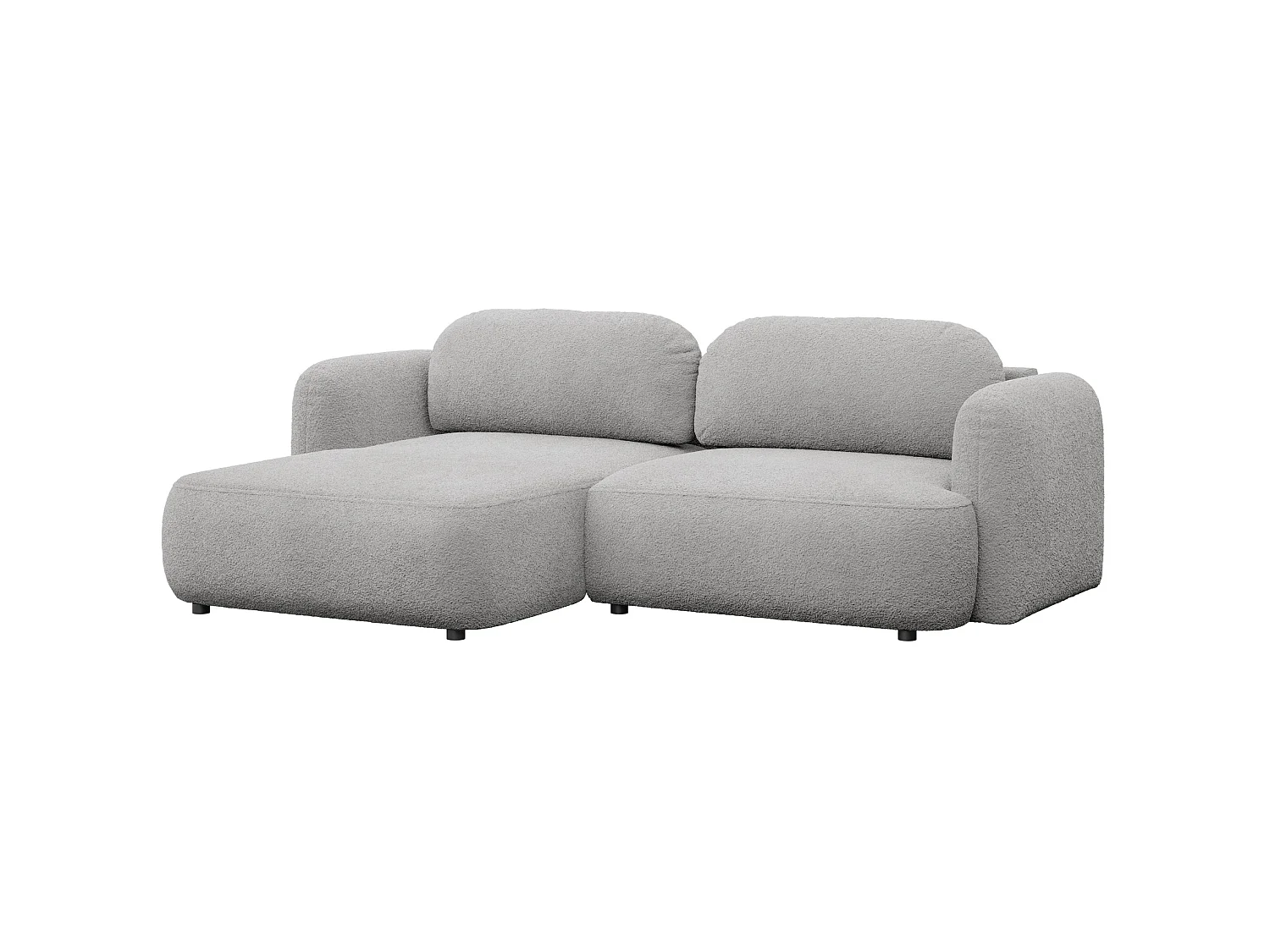 Ecksofa mit Schlaffunktion – Ottomane links – Bouclé Hellgrau – TVOYA