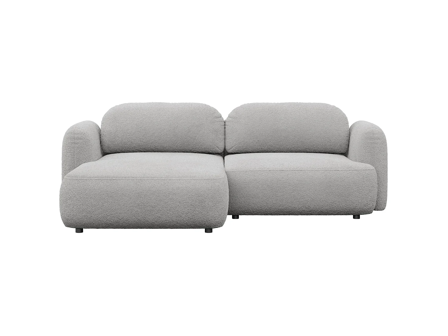 Ecksofa mit Schlaffunktion – Ottomane links – Bouclé Hellgrau – TVOYA