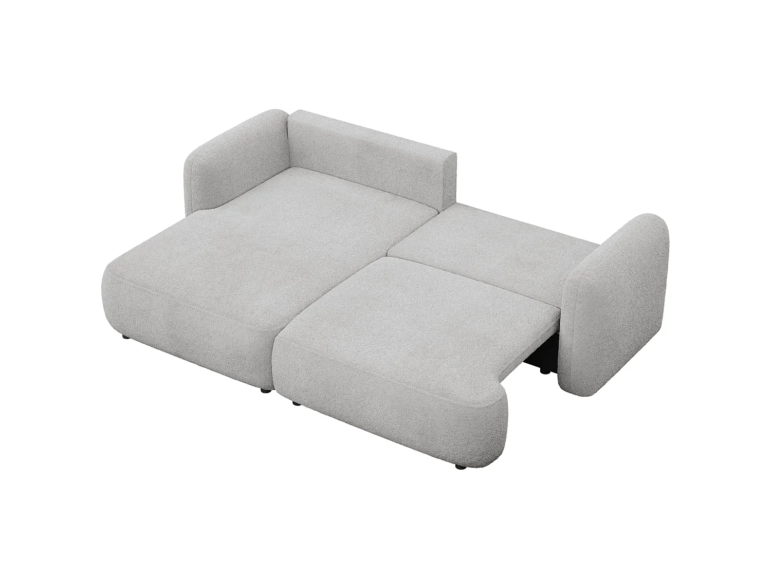 Ecksofa mit Schlaffunktion – Ottomane links – Bouclé Hellgrau – TVOYA