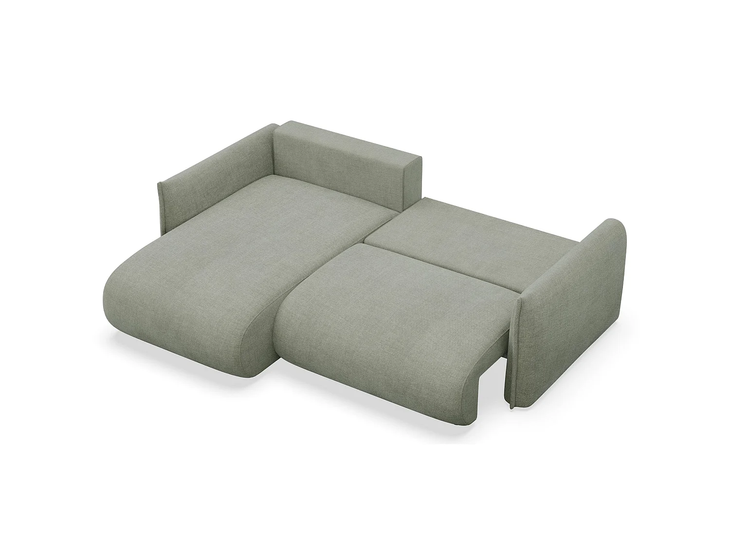 Canapé d'angle convertible – Angle à gauche – chenille vert sauge – CUSHI