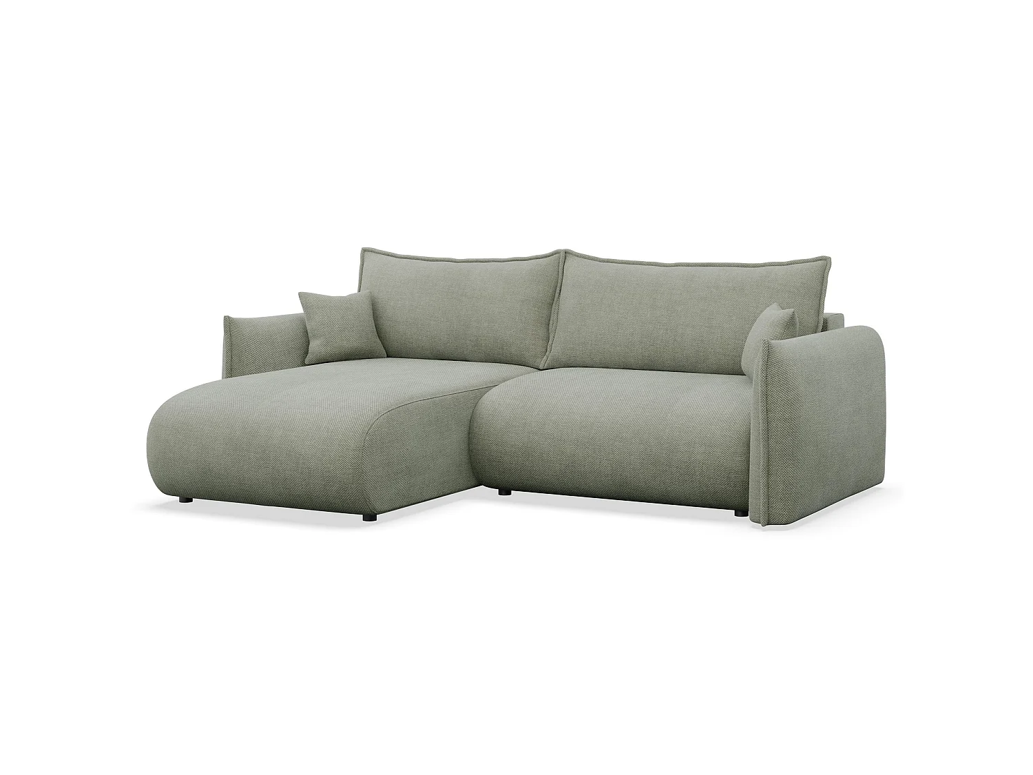 Canapé d'angle convertible – Angle à gauche – chenille vert sauge – CUSHI