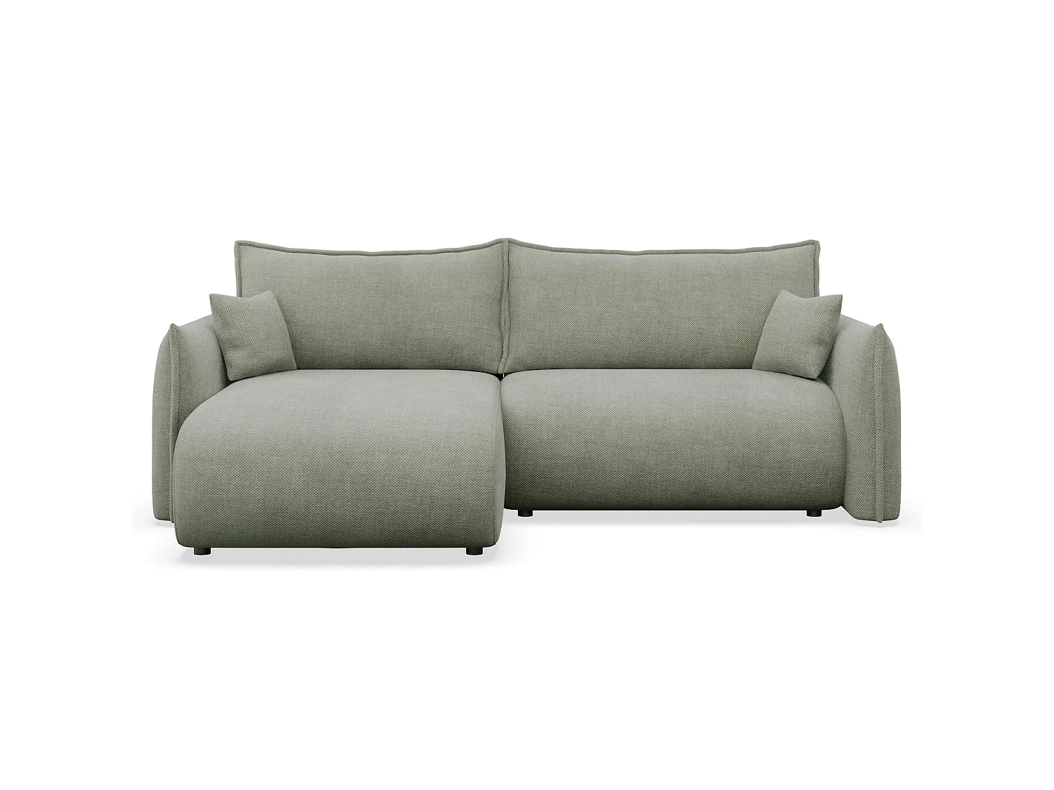 Canapé d'angle convertible – Angle à gauche – chenille vert sauge – CUSHI