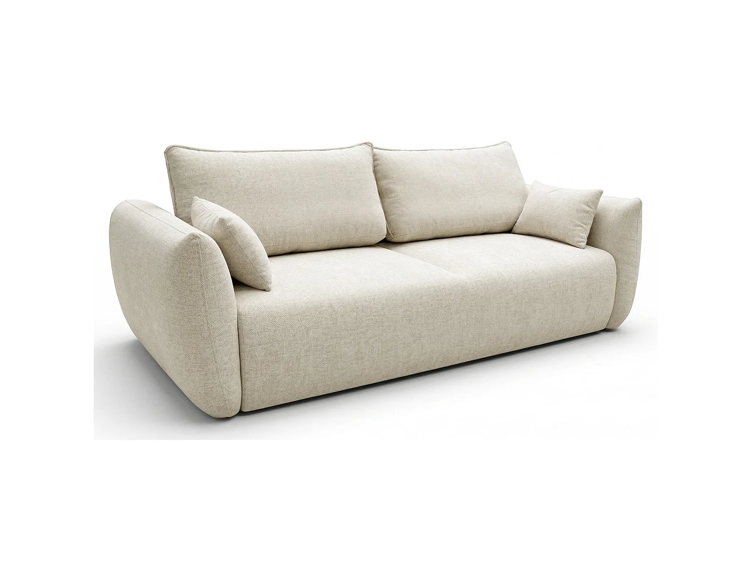 Canapé 3 places convertible avec coffre – tissu chenille – beige clair – ZORDO