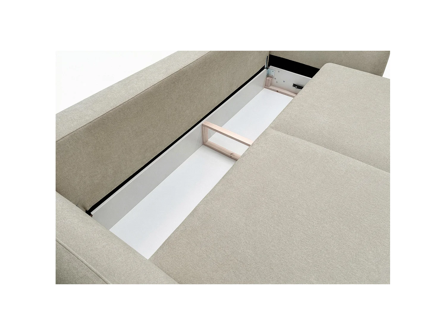 Canapé 3 places convertible avec coffre – tissu chenille – beige clair – ZORDO
