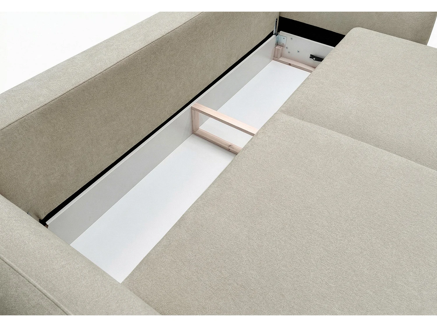 3-Sitzer Schlafsofa – Chenille – mit Bettkasten – Hellbeige – ZORDO