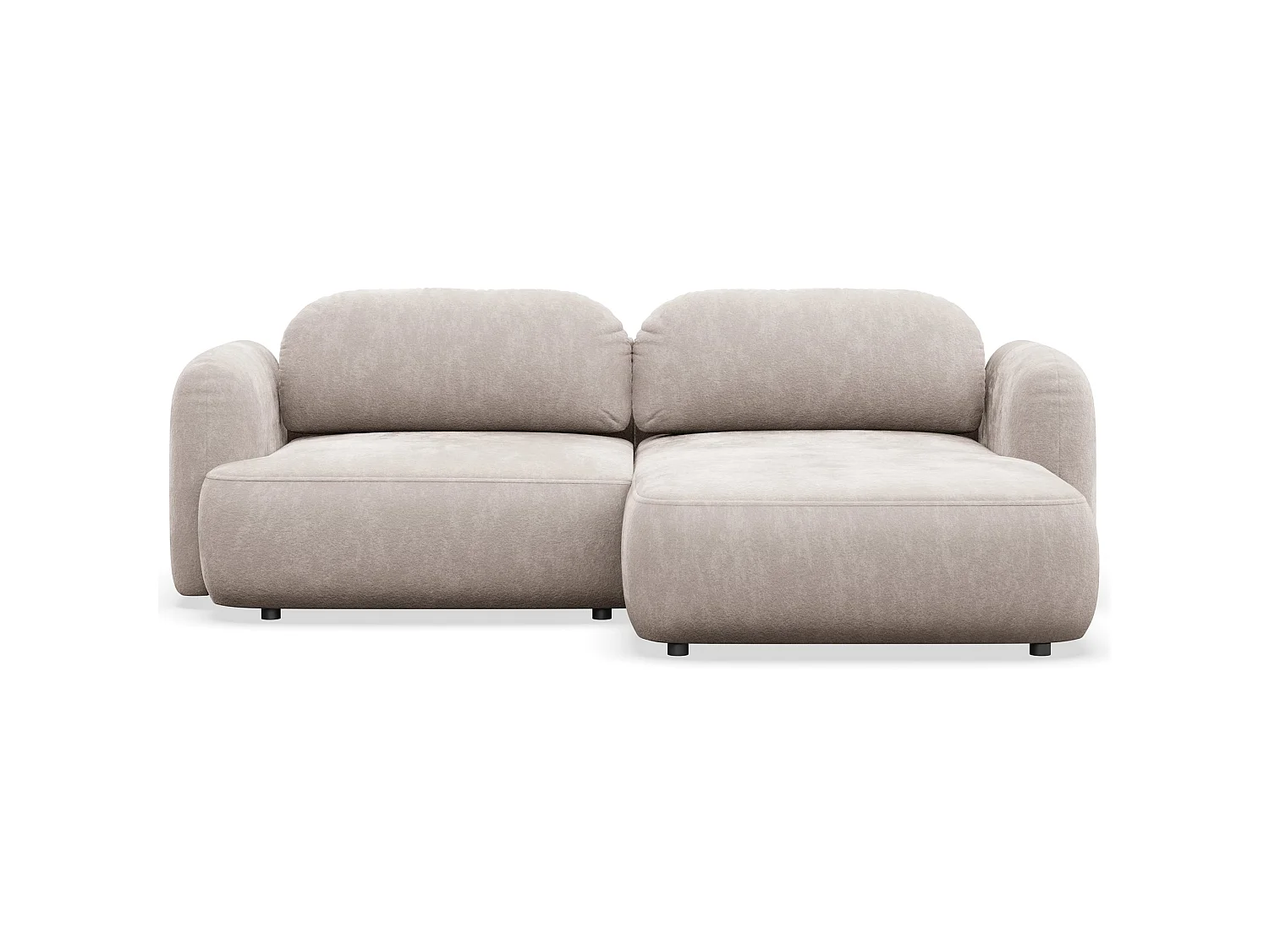 Ecksofa mit Schlaffunktion – Ottomane rechts – hellbeige Chenille – TVOYA