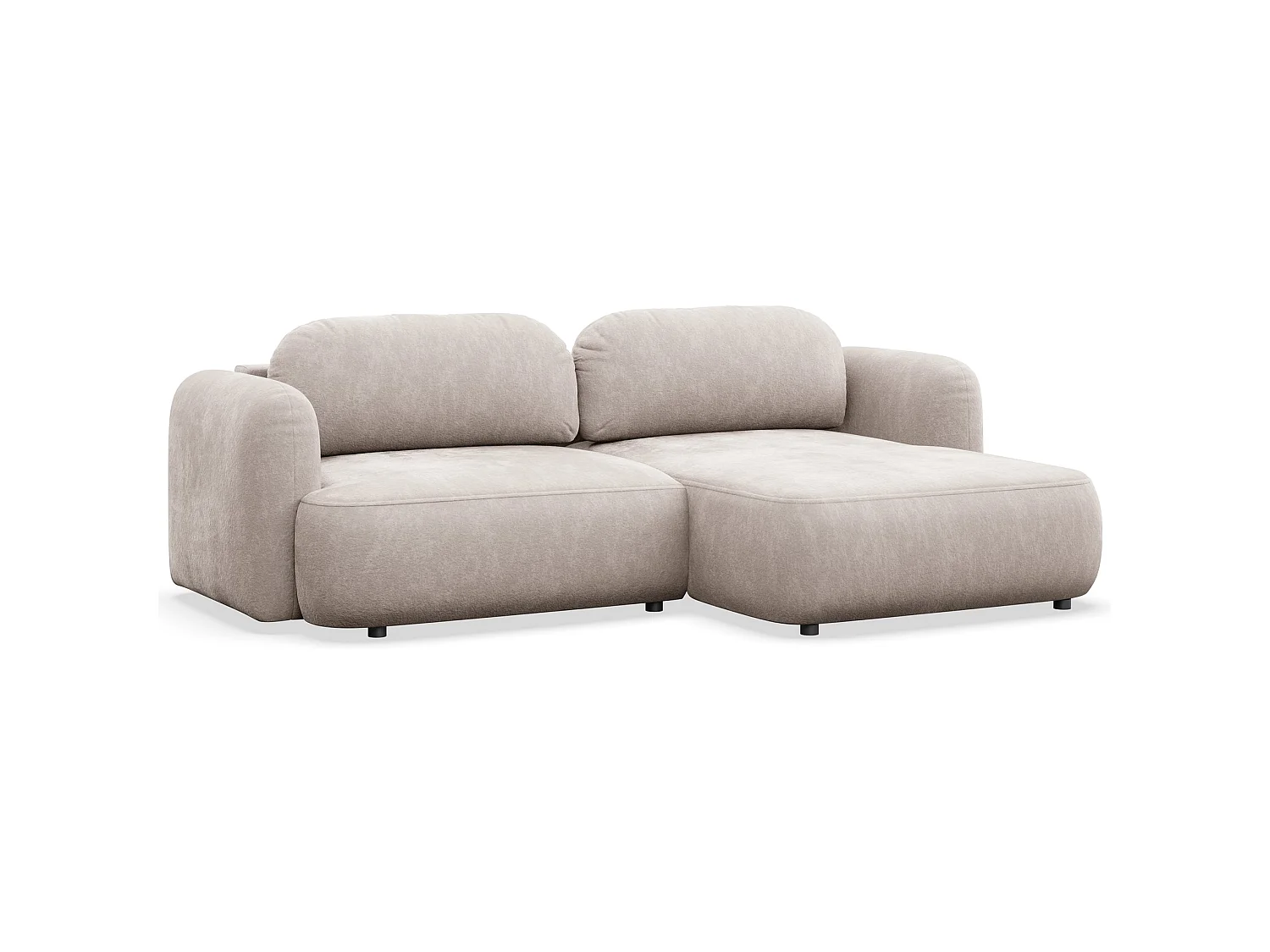 Ecksofa mit Schlaffunktion – Ottomane rechts – hellbeige Chenille – TVOYA