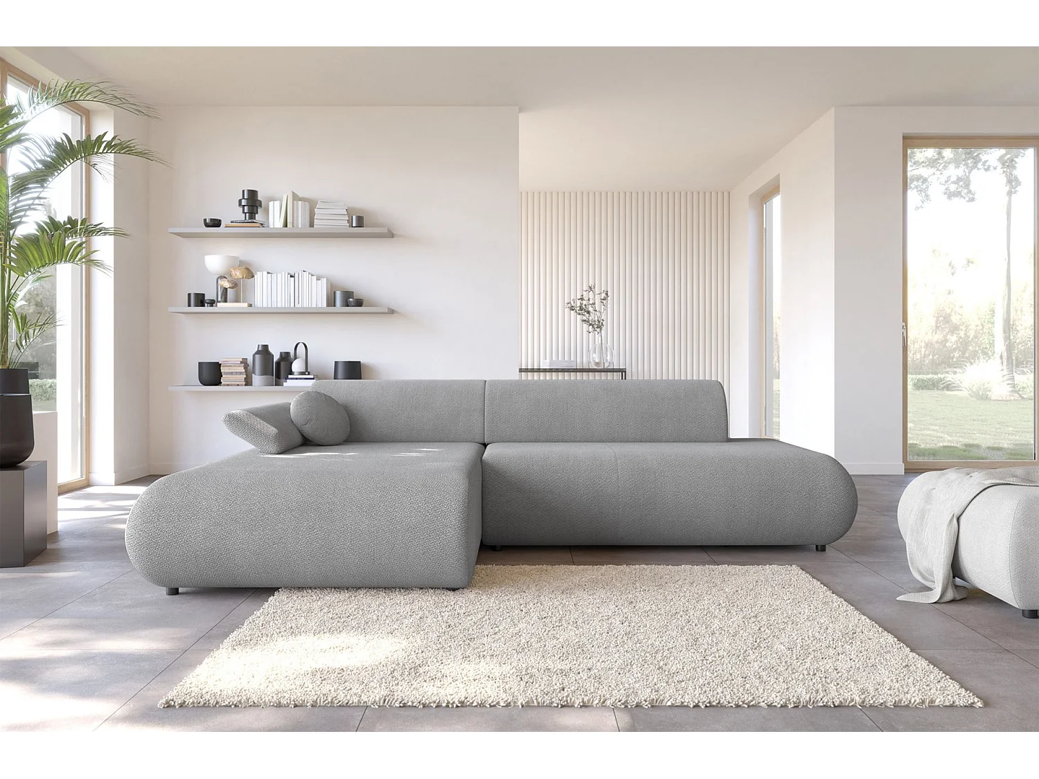 Canapé d'angle convertible – Chenille – angle à gauche – Gris – ARMONE