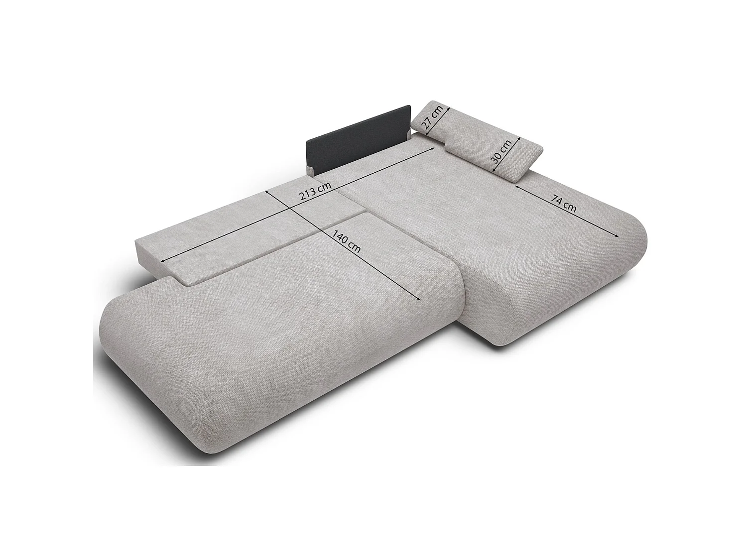 Canapé d'angle convertible – Chenille – angle à gauche – Gris – ARMONE