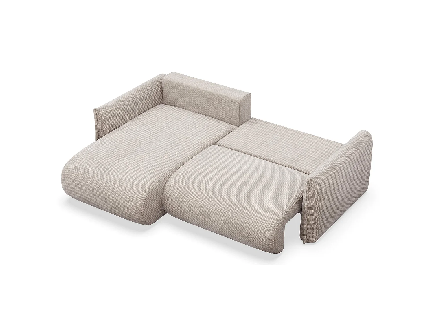 Canapé d'angle convertible – Angle à gauche – chenille beige clair – CUSHI
