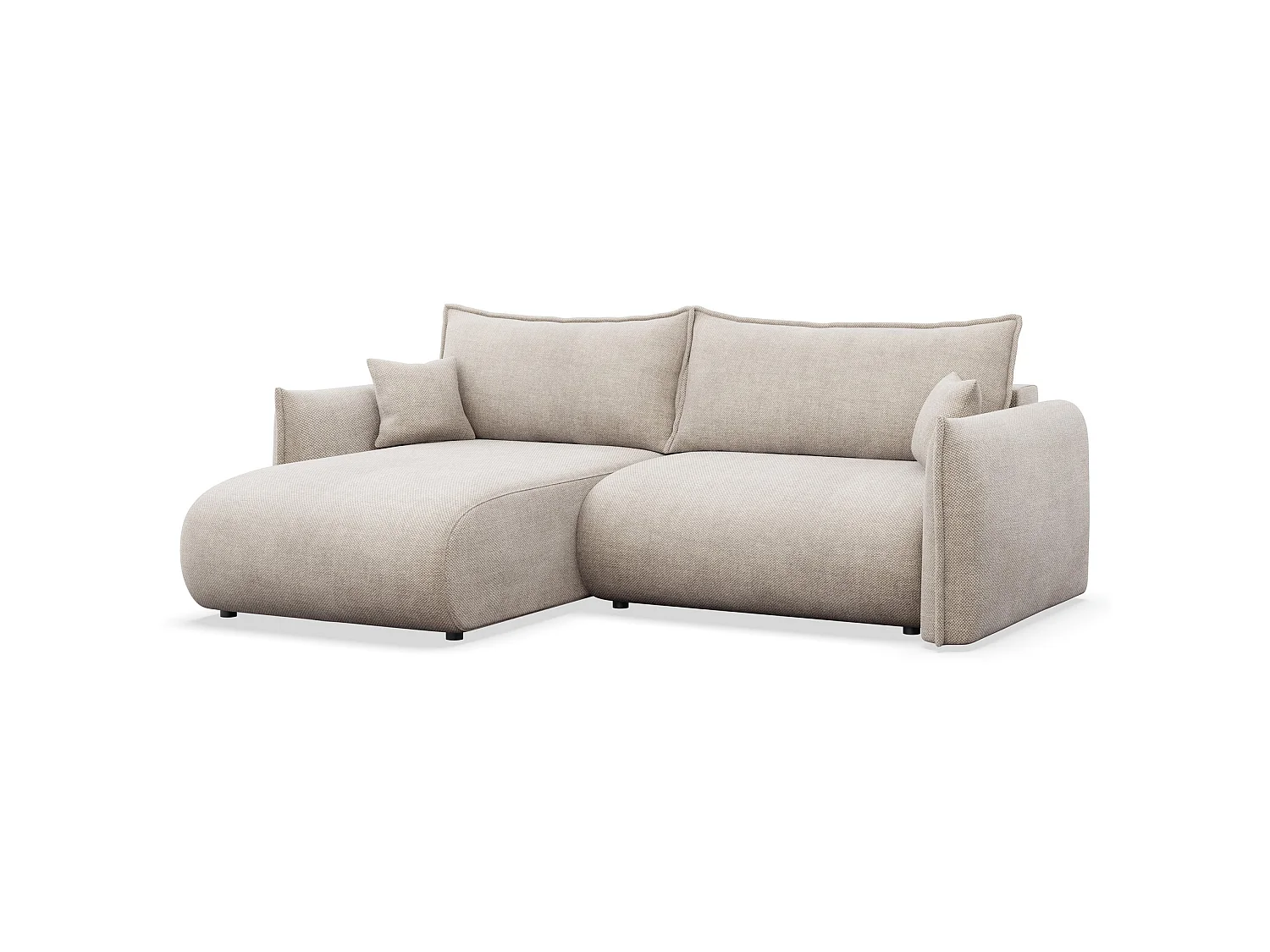 Canapé d'angle convertible – Angle à gauche – chenille beige clair – CUSHI