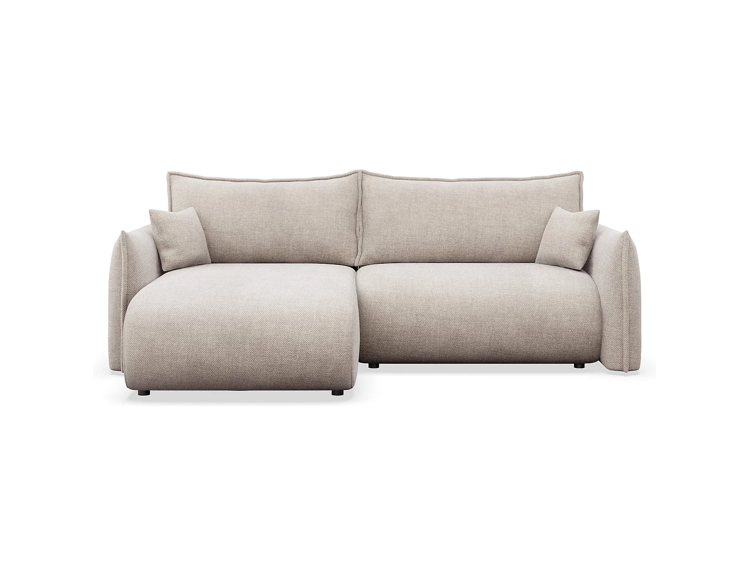 Canapé d'angle convertible – Angle à gauche – chenille beige clair – CUSHI